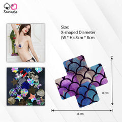 Kaamastra Multicolor Fish Skin Print X-Shape Nipple Pasty