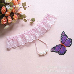 Kaamastra Lace & Pearl Crotchless Pink G-String