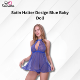 Kaamastra's Blue Satin Halter Babydoll Lingerie Set – Free Size