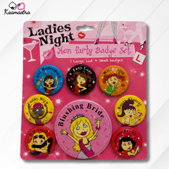 Kaamastra's L Size Ladies Night Badge Set | 8-Piece Party Badge Collection