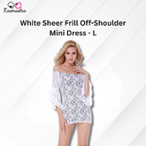 Kaamastra's White Sheer Frill Off-Shoulder Mini Dress - L