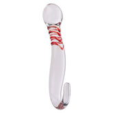 Kaamastra's Seahorse Clear Glass Dildo with Red Swirl Design- 8 Inch