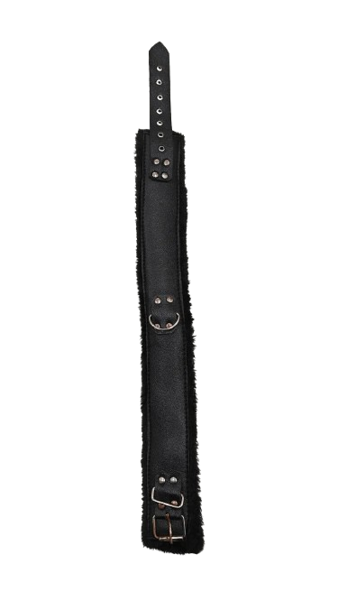 Kaamastra's Black Collar made from faux leather and lined with soft faux fur