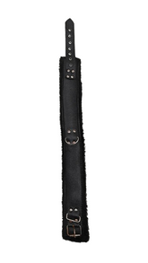 Kaamastra's Black Collar made from faux leather and lined with soft faux fur