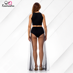 Kaamastra's Black Mesh Coverage Two-Piece Dress - Free Size