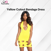 Kaamastra's Yellow Diamond Bandage Dress - L | Cutout Mini Dress