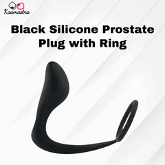 Kaamastra Black Silicone Prostate Plug with Ring β Premium adult toy for prostate stimulation