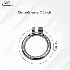 Metallic ring with measurement details on a white background