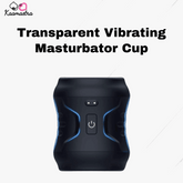 Black transparent vibrating masturbator cup with strong double motors and textured sleeve