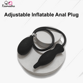 Adjustable inflatable anal plug on a white background with 'Kaamastra' branding.