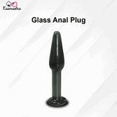 Glass anal plug with 'Kaamastra' branding on a white background