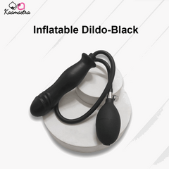 Black inflatable dildo on a white background with 'Kaamastra' branding.