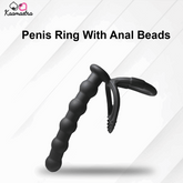 Black penis ring with anal beads on a white background