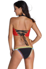 Black Unlined Crochet Bikini For Women