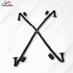 Black and red adjustable stand on a white background with 'Kaamastra' branding.