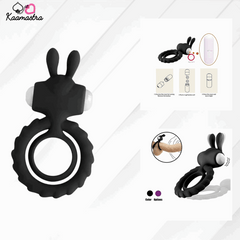 Kaamastra rabbit-style vibrating penis ring with dual silicone loops