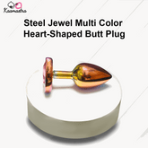 Kaamastra Multi-Color Steel Jewel Butt Plug β heart-shaped anal toy with safety flared base