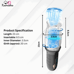 Product specs: 23cm length, 8.5cm insertable automatic stroker with 20cm girth