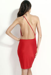 Kaamastra Red Open Back Sleeveless Midi Dress