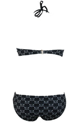 Kaamastra Black & White Printed Halter Neck Bikini for Women