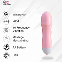 Kaamastra Mini Wand Vibrator - Waterproof, 10-speed pink vibrator with AA battery