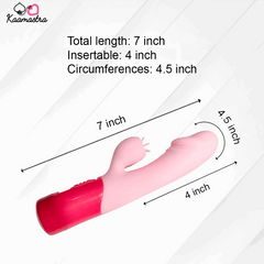7-inch pink G-spot vibrator with 4-inch insertable length and 4.5-inch circumference