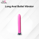 Pink long anal bullet vibrator on a white background with 'Kaamastra' branding.