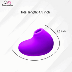 Purple silicone product with measurement details on a white background