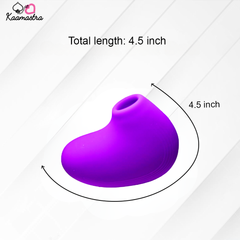 Purple silicone product with measurement details on a white background