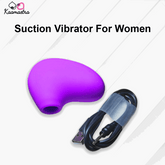 Purple suction vibrator for women with a cable on a white background, branded as Kaamastra.