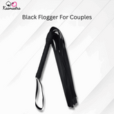 Kaamastra black flogger for couples, shown with multiple falls and a handle