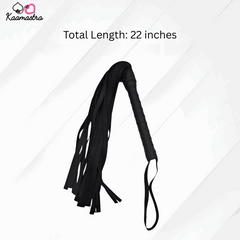 Length dimension graphic for the Kaamastra black flogger, showing 22-inch total length