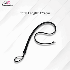 Black dog leash with total length of 170 cm on a white background, branded 'Kaamastra'.