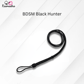Black leash labeled 'BDSM Black Hunter' on a white background with 'Kaamastra' branding.