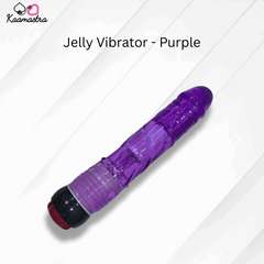 Purple jelly vibrator on a white background with 'Kaamastra' branding.