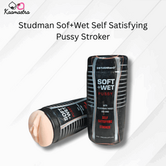 Studman Sof+Wet Self Satisfying Pussy Stroker packaging on a white background