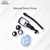 Manual penis pump with accessories on a white background, branded 'Kaamastra'.