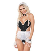 Kaamastra Black Polyester Halter Neck Maid Teddy