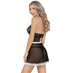 Kaamastra Black Mesh Maid Babydoll Costume