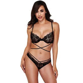 Kaamastra Black Floral Mesh Lingerie set