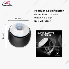 Product specs for S-Hande Mercury Masturbator - 3.8-inch length, waterproof, and easy to clean