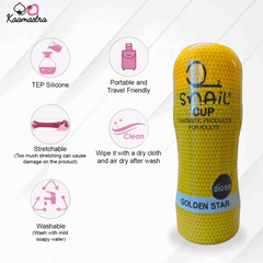 Travel-friendly Snail Cup features - washable, stretchable TPE silicone