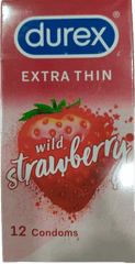 Durex extra thin wild strawberry condoms packaging