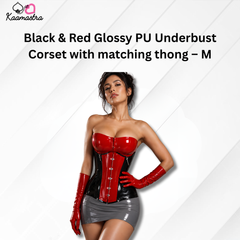 Kaamastra's Black & Red Glossy PU Underbust Corset With Matching Thong β M