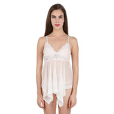 Kaamastra Women White Sexy Nightwear Babydoll