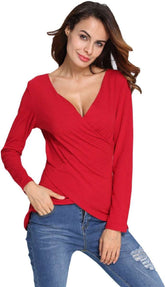 Kaamastra Red Party Regular Sleeve Solid Women Top