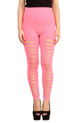 Kaamastra Shredded Panels Legging-Pink