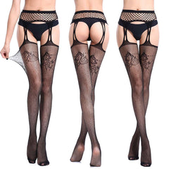 Kaamastra Black Suspender Pantyhose Stockings with Thong 6062