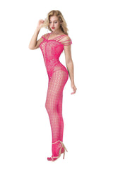 Kaamastra Dark Pink Fishnet Body Stockings & Free Thong
