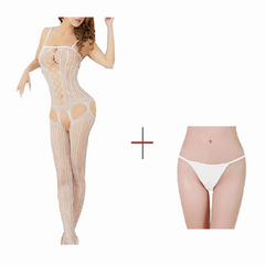 Kaamastra White Fishnet Body Stockings And Free Thong